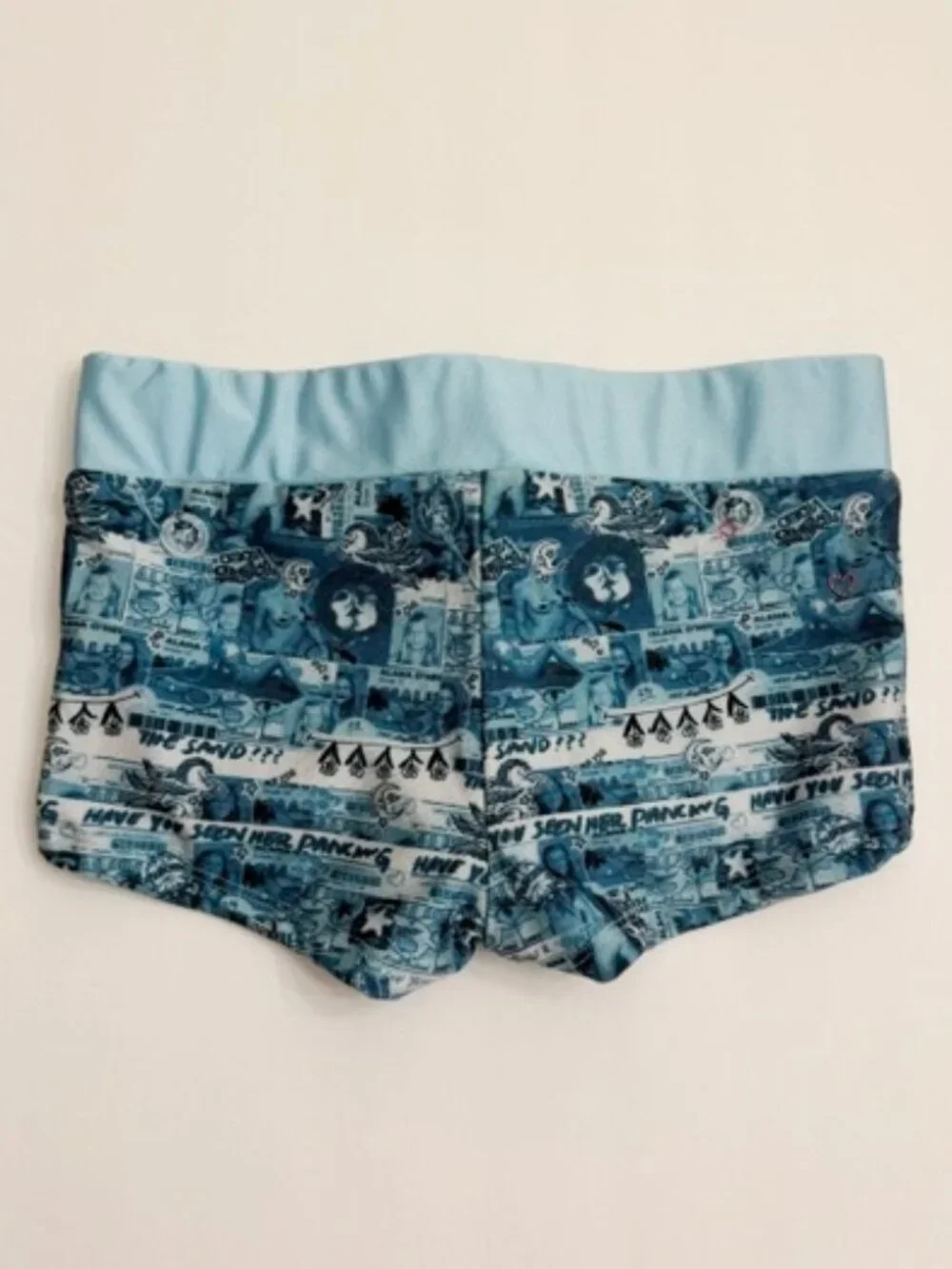 Frankies Bikinis Gidget Shine Full Coverage Bikini Bottom in Alana Blue Size M